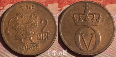 Норвегия 2 эре 1965 года, KM# 410, 115b-139