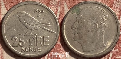 Норвегия 25 эре 1968 года, KM# 407, 059r-098