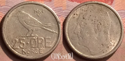 Норвегия 25 эре 1969 года, KM# 407, 428-049