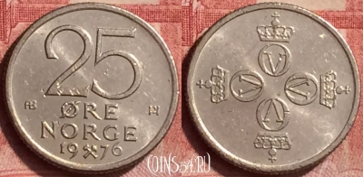 Норвегия 25 эре 1976 года, KM# 417, 051l-199