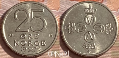Норвегия 25 эре 1976 года, KM# 417, 472r-071