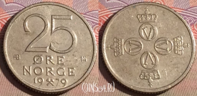 Норвегия 25 эре 1979 года, KM# 417, 218a-091