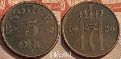 Норвегия 5 эре 1956 года, KM# 400, 431q-111