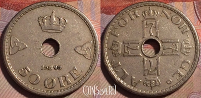 Норвегия 50 эре 1940 года, KM# 386, 147a-088
