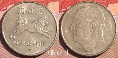 Норвегия 50 эре 1972 года, KM# 408, 091c-043