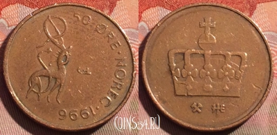 Норвегия 50 эре 1996 года, KM# 460, 274a-096