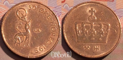 Норвегия 50 эре 1997 года, KM# 460, 112c-043