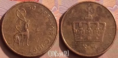 Норвегия 50 эре 1997 года, KM# 460, 449-118