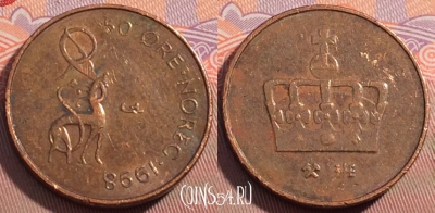 Норвегия 50 эре 1998 года, KM# 460, 103c-028