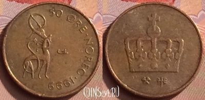 Норвегия 50 эре 1999 года, KM# 460, 449-107