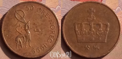 Норвегия 50 эре 1999 года, KM# 460, 450-114
