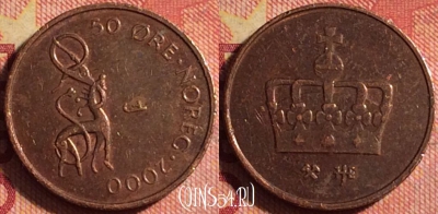 Норвегия 50 эре 2000 года, KM# 460, 184j-033