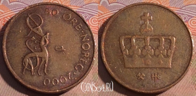 Норвегия 50 эре 2000 года, KM# 460, 194a-089