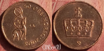 Норвегия 50 эре 2008 года, KM# 460, 410n-086