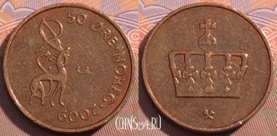 Норвегия 50 эре 2009 года, KM# 460, 103c-012