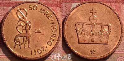 Норвегия 50 эре 2011 года, KM# 460, 287k-033