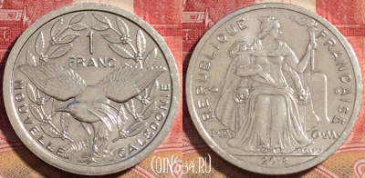 Новая Каледония 1 франк 2018 года, КМ# 10, 076b-021