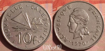 Новая Каледония 10 франков 1970 года, КМ# 5, 043i-053