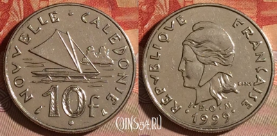 Новая Каледония 10 франков 1999 года, КМ# 11, 097c-086
