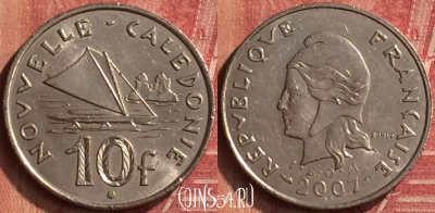 Новая Каледония 10 франков 2007 года, КМ# 11a, 227m-073