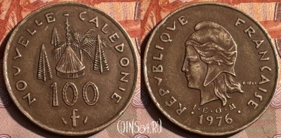 Новая Каледония 100 франков 1976 г., КМ# 15, 480s-102