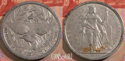 Новая Каледония 2 франка 1982 года, КМ# 14, 132a-076