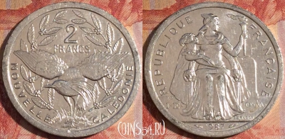 Новая Каледония 2 франка 1987 года, КМ# 14, 161a-082