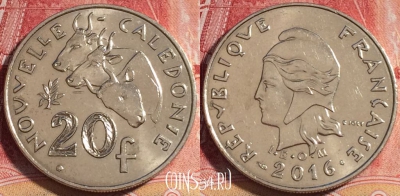 Новая Каледония 20 франков 2016 года, КМ# 12а, 076b-024