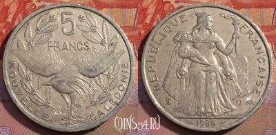 Новая Каледония 5 франков 1986 года, КМ# 16, 259b-127