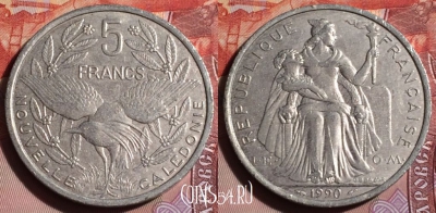 Новая Каледония 5 франков 1990 года, КМ# 16, 245b-031