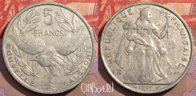 Новая Каледония 5 франков 1991 года, КМ# 16, 149a-053