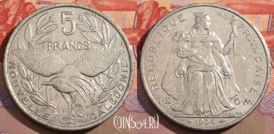 Новая Каледония 5 франков 1994 года, КМ# 16, 150c-071