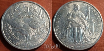 Новая Каледония 5 франков 1994 года, KM# 16, 48-179