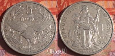 Новая Каледония 5 франков 1997 г., редкая, КМ# 16, 229a-022