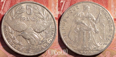 Новая Каледония 5 франков 2001 года, КМ# 16, 071c-092