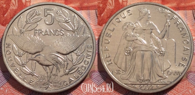 Новая Каледония 5 франков 2002 года, КМ# 16 UNC