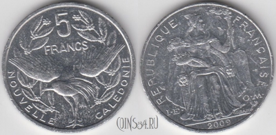 Новая Каледония 5 франков 2009 года, KM 16, 121-042