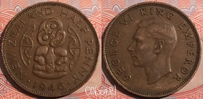 Новая Зеландия 1/2 пенни 1946 года, KM# 12, b080-067