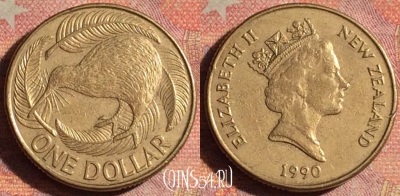 Новая Зеландия 1 доллар 1990 года, KM# 78, 177i-087