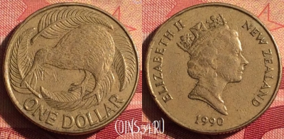 Новая Зеландия 1 доллар 1990 года, KM# 78, 235i-121