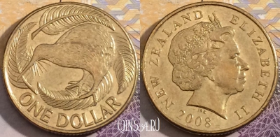 Новая Зеландия 1 доллар 2008 года, KM# 120, a150-110
