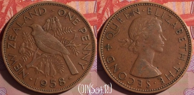 Новая Зеландия 1 пенни 1958 года, KM# 24.2, 061j-031