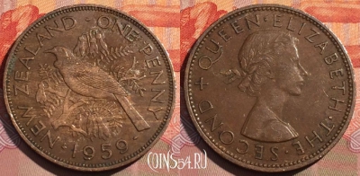 Новая Зеландия 1 пенни 1959 года, KM# 24.2, 270a-044