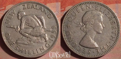 Новая Зеландия 1 шиллинг 1959 года, KM# 27.2, 052i-145