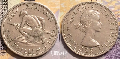 Новая Зеландия 1 шиллинг 1965 года, KM# 27.2, 152-022