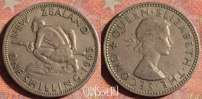 Новая Зеландия 1 шиллинг 1965 года, KM# 27.2, 168i-088