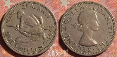 Новая Зеландия 1 шиллинг 1965 года, KM# 27.2, 374-062