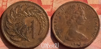 Новая Зеландия 1 цент 1967 года, KM# 31, 275n-100