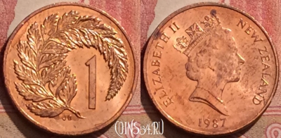 Новая Зеландия 1 цент 1987 года, KM# 58, 286k-117