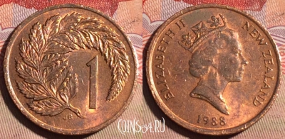 Новая Зеландия 1 цент 1988 года, KM# 58, 224a-047